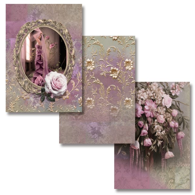 Feuille De Papier Cadeau Lilac & Portrait Vert, Floral, Art gaufré (Créateur téléchargé)