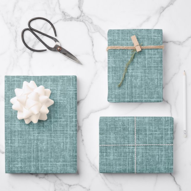 Feuille De Papier Cadeau Lin brut vert pin (Recto)