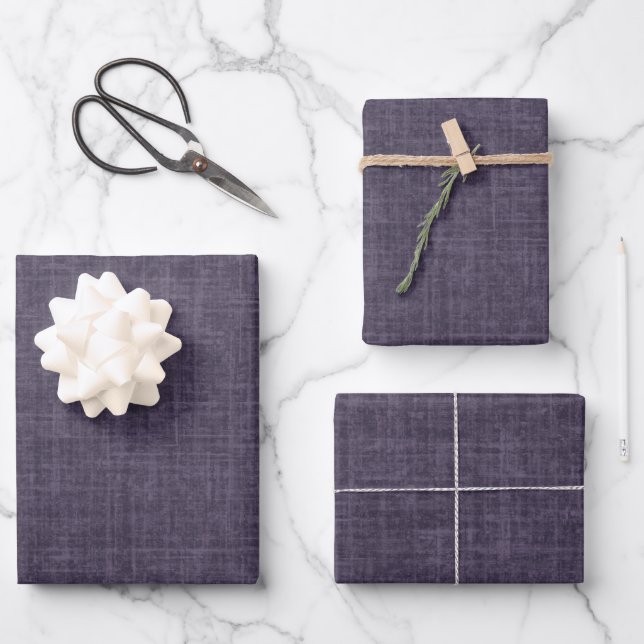 Feuille De Papier Cadeau Lin Lilas Foncé (Recto)