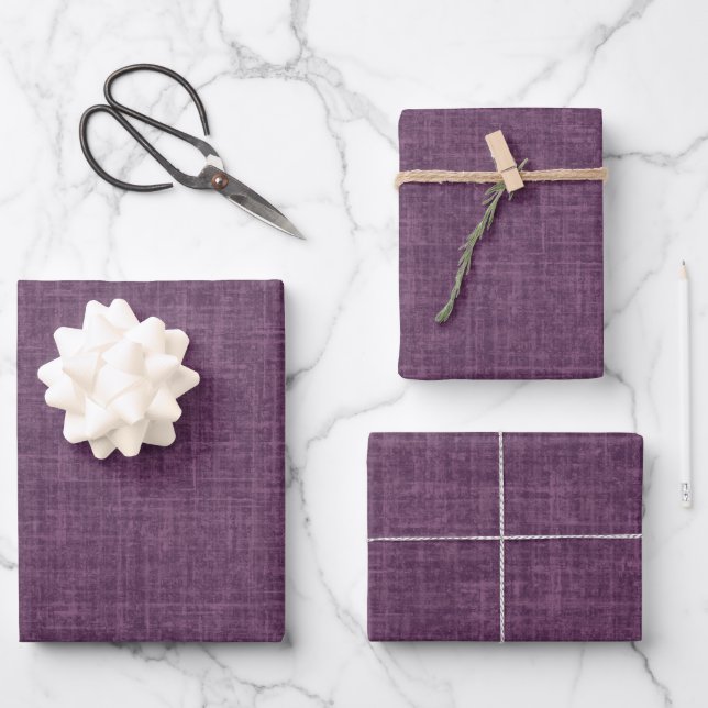 Feuille De Papier Cadeau Lin Lilas Magenta Foncé (Recto)