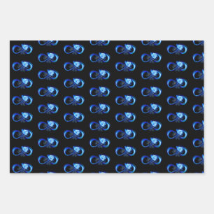 Feuille De Papier Cadeau L'infini lumineux avec une rose bleue