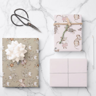 Feuille De Papier Cadeau Little Busy Brown Mice Baby