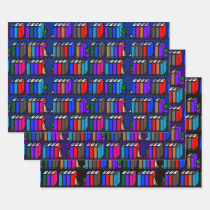 Feuille De Papier Cadeau Little Library Book Shelts Dark Collection