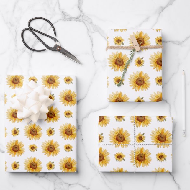 Feuille De Papier Cadeau Little Sunshine Tournesol 1er anniversaire (Recto)