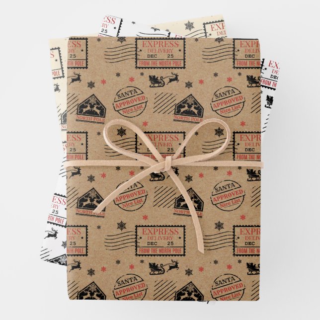 Feuille De Papier Cadeau Livraison Express de Noël (En situation)