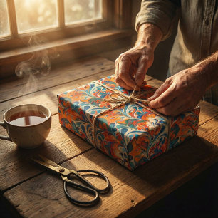 Feuille De Papier Cadeau Livre d'art marbré Ebru turc