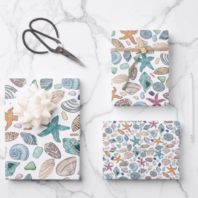 Feuille De Papier Cadeau Livre de bord de mer série 3 (Recto)