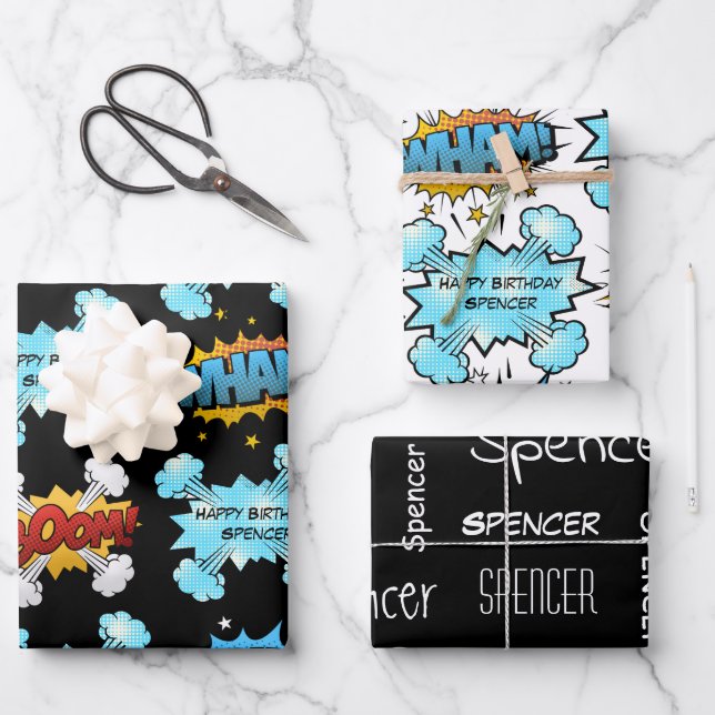 Feuille De Papier Cadeau Livre dessiné personnalisé (Recto)