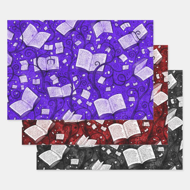 Feuille De Papier Cadeau Livres Collection Arrière - plan 1 (Lot)