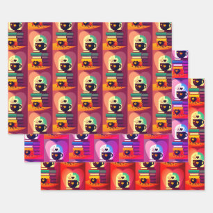 Feuille De Papier Cadeau Livres Et Café