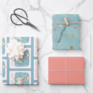 Feuille De Papier Cadeau Llama Love Aquarelle mignonne Amusant Anniversaire