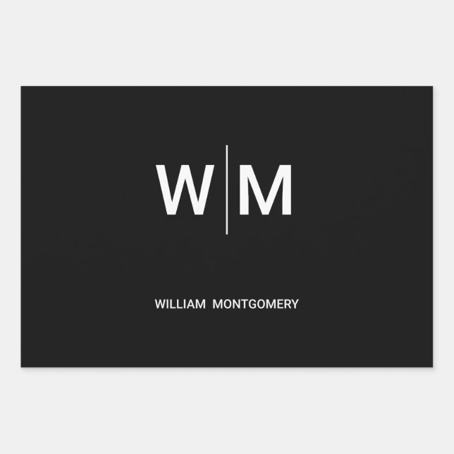 Feuille De Papier Cadeau Logo de marque noire | Entreprise (Devant)