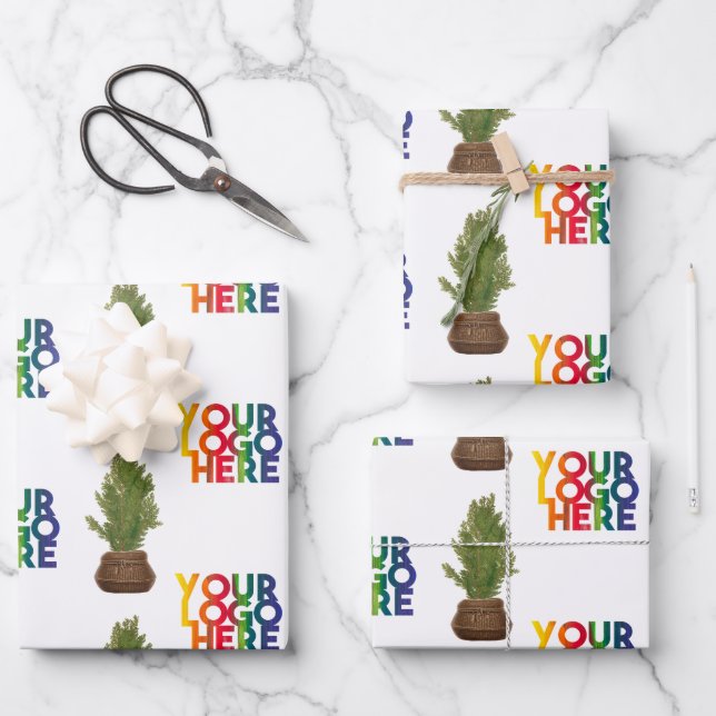 Feuille De Papier Cadeau Logo de société moderne Arbre de Noël Fêtes (Recto)