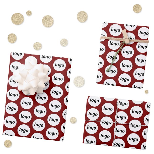 Feuille De Papier Cadeau Logo simple Marque d'entreprise Motif Bourgogne (Simple logo pattern business branding promotional wrapping paper sheets)
