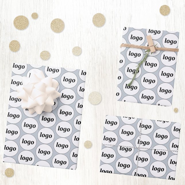 Feuille De Papier Cadeau Logo simple Motif commercial Poudre bleu (Simple logo pattern business branding promotional wrapping paper sheets)