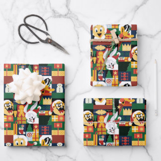 Feuille De Papier Cadeau LOONEY TUNES™Motif de blocs de vacances