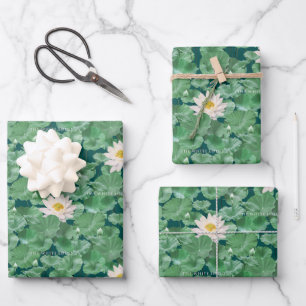 Feuille De Papier Cadeau Lotus Lagoon Motif - Le Lotus Blanc