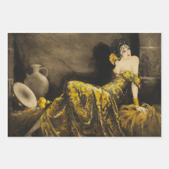 Feuille De Papier Cadeau Louis Icart Découpage des années 1940 (Devant)