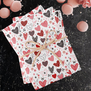 Feuille De Papier Cadeau Love Heart Motif