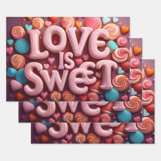 Feuille De Papier Cadeau Love Is Sweet Valentine Candy Swirls