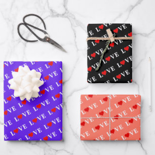 Feuille De Papier Cadeau LOVE Lavender Orange Noir