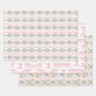 Feuille De Papier Cadeau Love Shack Baby Blush Coquette Rose Bow Floral