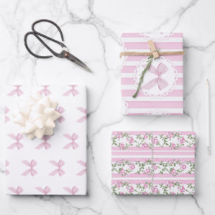 Feuille De Papier Cadeau Love Shack Bébé Fard Rose Coquette Nœud Floral