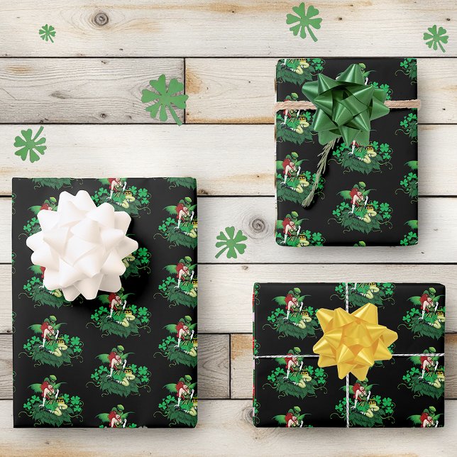 Feuille De Papier Cadeau Luck Irish Fairy Green (Créateur téléchargé)