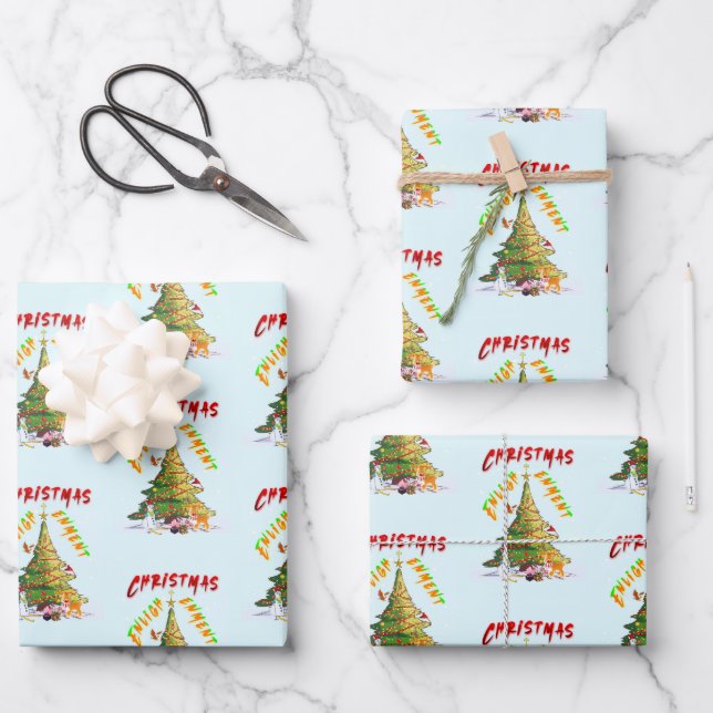Feuille De Papier Cadeau Lumière de Noël (Recto)