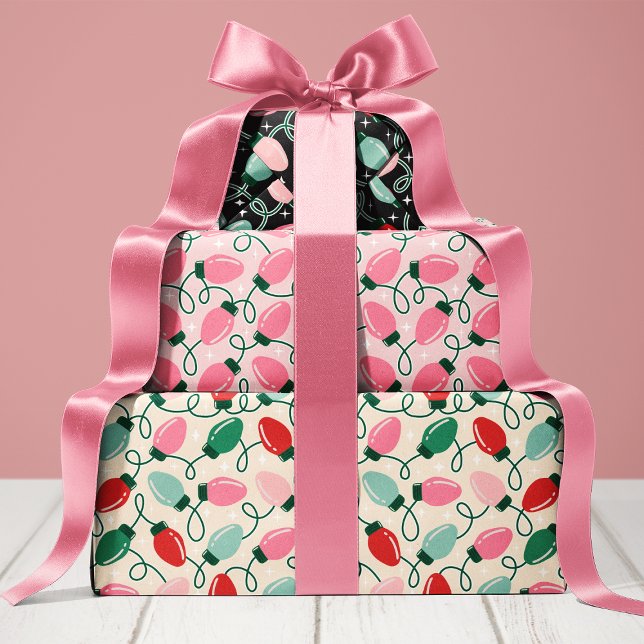 Feuille De Papier Cadeau Lumières de Noël rétro (Créateur téléchargé)