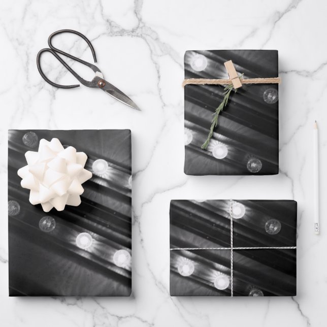 Feuille De Papier Cadeau Luminaires noir et blanc (Recto)