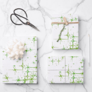 Feuille De Papier Cadeau Lumineux Green Star Twinkle
