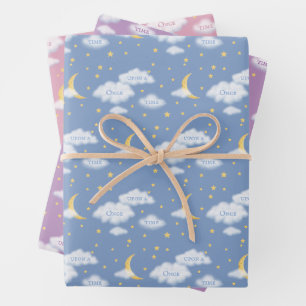 Feuille De Papier Cadeau Lune Cheesy & Étoiles Nuages Fluffants Personnalis