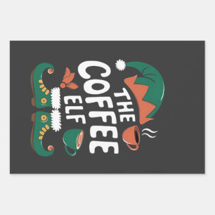 Feuille De Papier Cadeau Lutin de café Noël drôle de caféine Amoureux de No