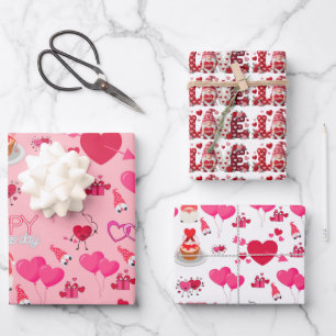 Feuille De Papier Cadeau Lutins de la Saint-Valentin