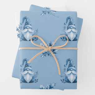 Feuille De Papier Cadeau Lutins de Noël bleus