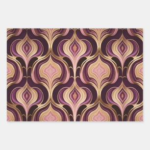 Feuille De Papier Cadeau Luxe AI Art Gold Foil Rose Bourgogne