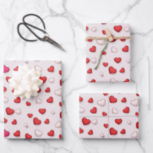 Feuille De Papier Cadeau Luxe Moderne Élégant Amour Rouge Coeur