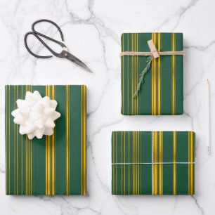 Feuille De Papier Cadeau Luxe Moderne Green Gold Linen Texture Collection