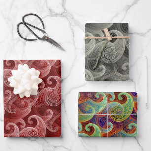 Feuille De Papier Cadeau Luxueux Motifs Paisley