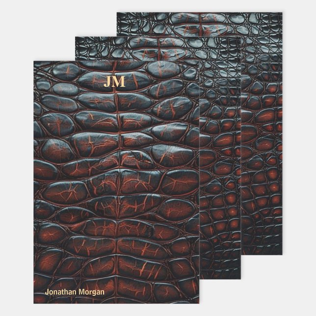 Feuille De Papier Cadeau Luxury Executive Monogram Premium Leather  (Créateur téléchargé)