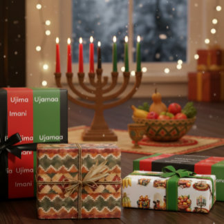 Feuille De Papier Cadeau Luxury Kwanzaa Wrapping Paper Set | Nguzo Saba