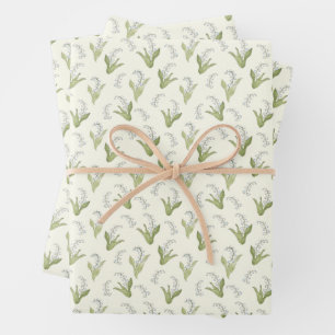 Feuille De Papier Cadeau Lys à main de la vallée Joli printemps floral