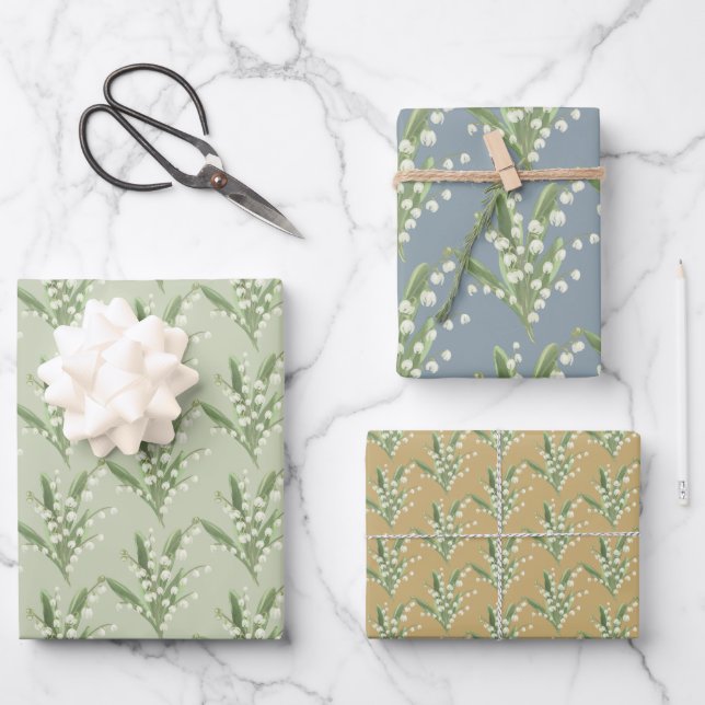 Feuille De Papier Cadeau Lys de la vallée Floral (Recto)