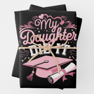 Feuille De Papier Cadeau Ma Fille L'A Fait Diplômé Pink Graduation Famille