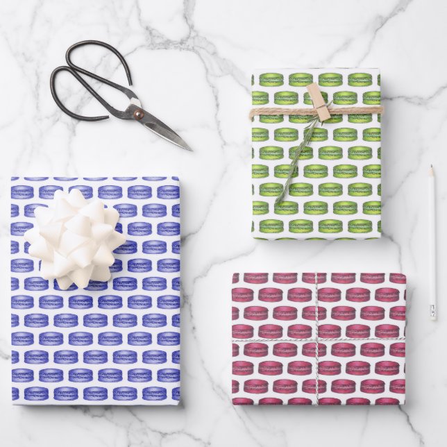 Feuille De Papier Cadeau Macaron Cookies Français Pâtisserie Boulangerie Ca (Recto)