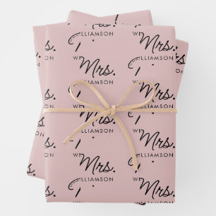 Feuille De Papier Cadeau Madame personnalisée Élégant Moderne Script Nouvel