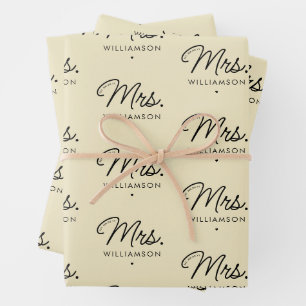 Feuille De Papier Cadeau Madame personnalisée Élégant Moderne Script Nouvel