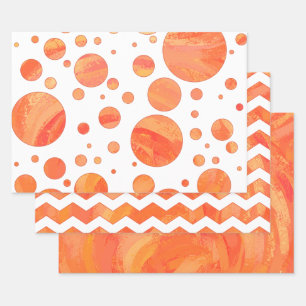 Feuille De Papier Cadeau Magnifique couleur orange Motifs coordonnés