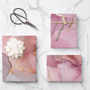 Feuille De Papier Cadeau Magnifique Gold Résumé Blush Rose Douceur de mari